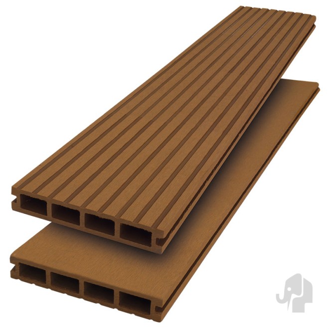DuoWood Composiet Vlonderplank Hol Havana Vlak - Groeven 25x146mm